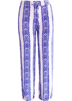 Calça Pau a Pique Pantalona estampada Azul