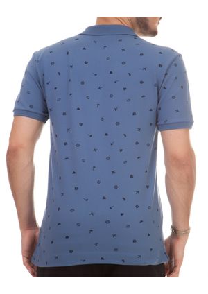 Camisa Polo Pau a Pique estampada Azul