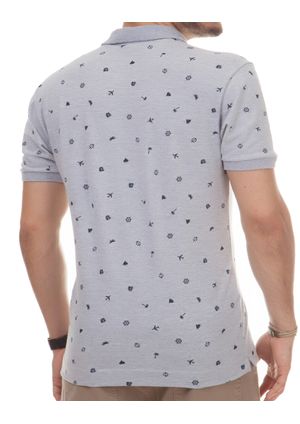 Camisa Polo Pau a Pique estampada Cinza