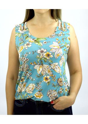 Regata Pau a Pique Estampada Azul