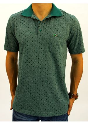 Polo Pau a Pique Estampada Verde