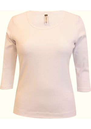 Baby look Pau a Pique 3/4 básica Off White