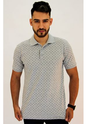 Camisa Pau a Pique Polo estampada Cinza