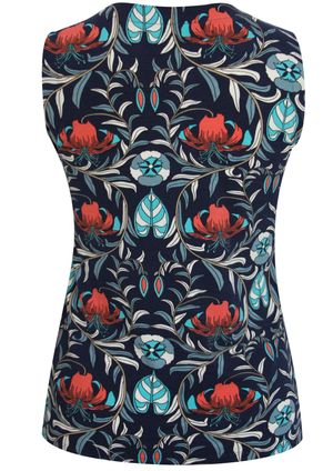 Regata Pau a Pique Estampada Azul Marinho