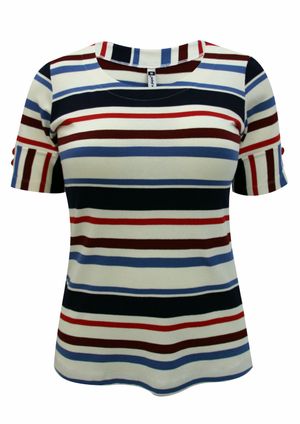 Blusa Pau a Pique Listrada Azul Marinho