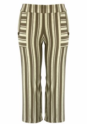 Calça Pau a Pique Pantacourt Listrada Bege