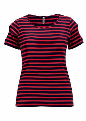 Blusa Pau a Pique Listrada Manga Curta Vermelho