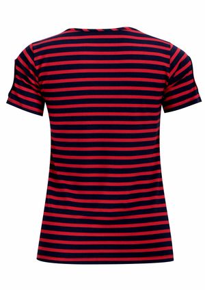 Blusa Pau a Pique Listrada Manga Curta Vermelho