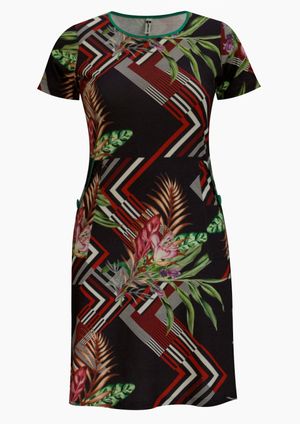 Vestido Pau a Pique Algodão Estampado m/c Azul Marinho
