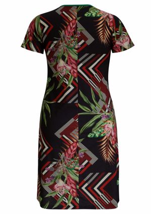Vestido Pau a Pique Algodão Estampado m/c Azul Marinho