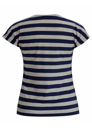 Blusa Pau a Pique Listrada m/j Azul Marinho e Cinza