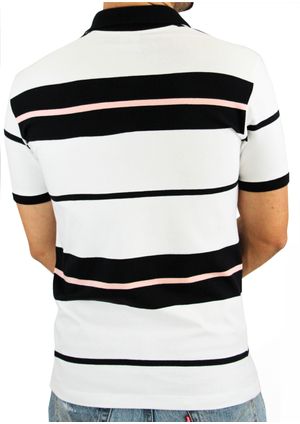 Polo Pau a Pique Listrada Branco/Preto