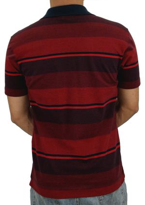 Polo Piquet Pau a Pique Listrada Vermelho/Azul Marinho