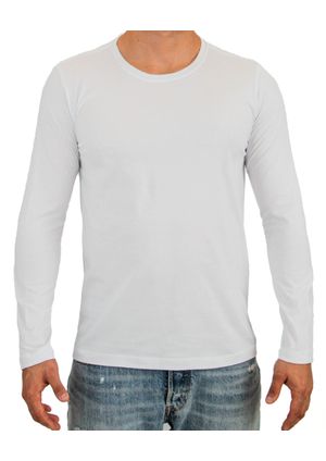 Camiseta Pau a Pique Manga Longa Básica Branco