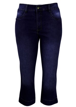 Calça Pau a Pique Jeans Capri Básica Azul Escuro