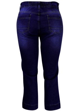 Calça Pau a Pique Jeans Capri Básica Azul Escuro