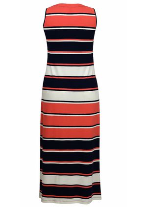 Vestido Pau a Pique Longo Listrado Regata Coral