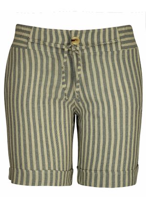 Shorts Pau a Pique Linho Listrado Azul Marinho
