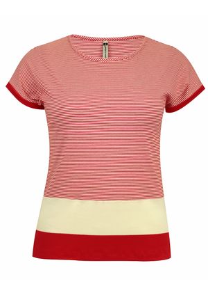 Blusa Pau a Pique Listrada Manga Japonesa Vermelho