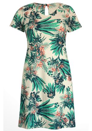 Vestido Pau a Pique Estampado Manga Curta Off White