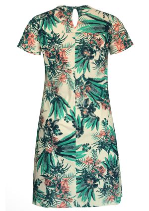 Vestido Pau a Pique Estampado Manga Curta Off White