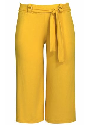 Calça Pau a Pique Pantacourt Básica Amarelo