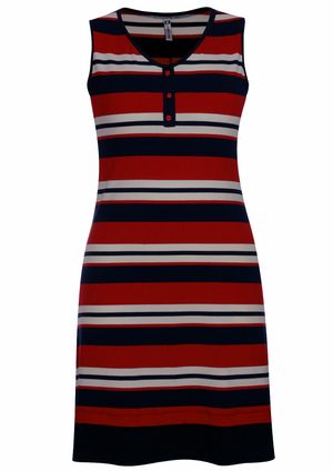 Vestido Pau a Pique Regata Listrado Azul Marinho/Vermelho