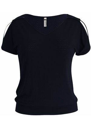Blusa Pau a Pique Básica Manga Japonesa Azul Marinho