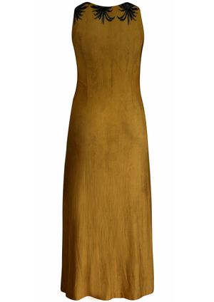 Vestido Longo Pau a Pique Estampado Mostarda