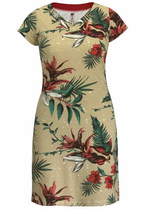 Vestido Pau a Pique Algodão Estampado Vermelho