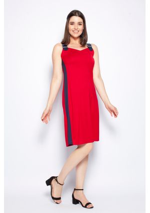 Vestido Curto Pau a Pique Básico Vermelho