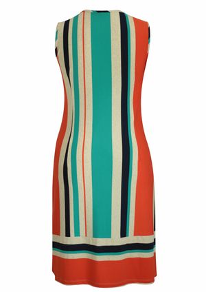 Vestido Pau a Pique Curto Listrado Laranja