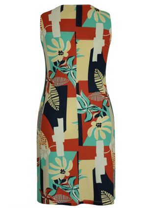 Vestido Pau a Pique Curto Estampado Turquesa