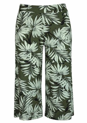 Calça Pau a Pique Pantacourt Estampada Verde
