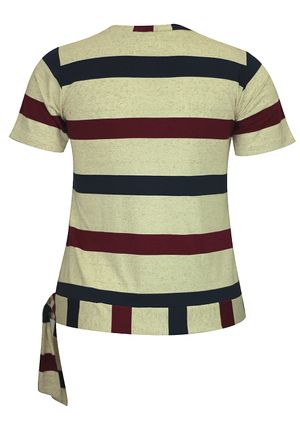 Blusa Pau a Pique Listrada Manga Curta Azul Marinho