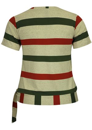 Blusa Pau a Pique Listrada Manga Curta Verde