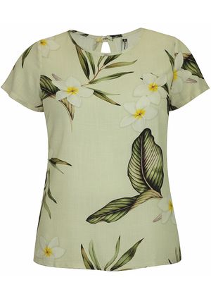 Blusa Pau a Pique Estampada Manga Curta Off White