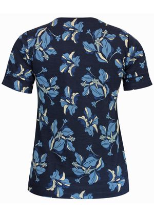 Blusa Estampada Pau a Pique Manga Curta Azul Marinho