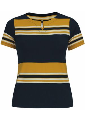 Blusa Pau a Pique Listrada Azul Marinho