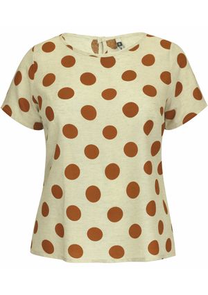 Blusa Linho Pau a Pique Estampada Mostarda