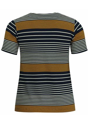 Blusa Pau a Pique Listrada Azul Marinho e Mostarda