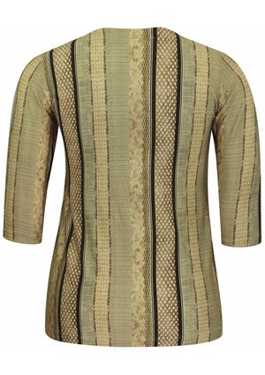 Blusa 3/4 Pau a Pique Estampada Bege