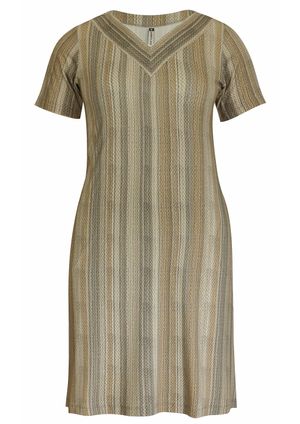 Vestido Pau a Pique Listrado Bege