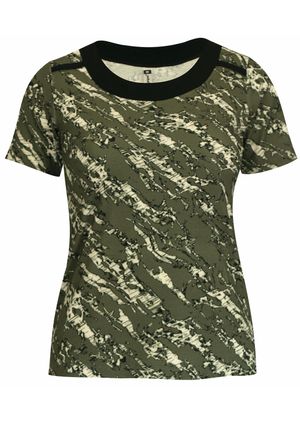 Blusa Pau a Pique Estampada Manga Curta Verde