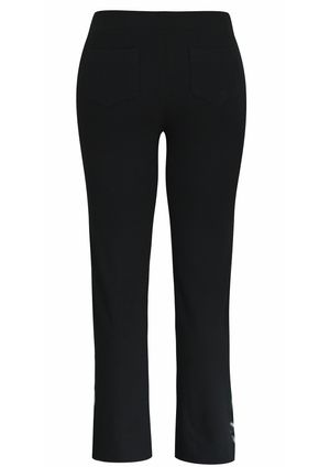 Calça Pantalona Pau a Pique Básica Preto com Cinza
