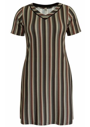 Vestido Pau a Pique Listrado Marrom