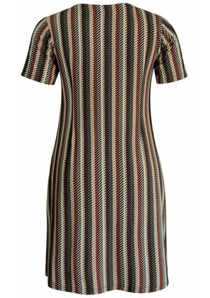 Vestido Pau a Pique Listrado Marrom