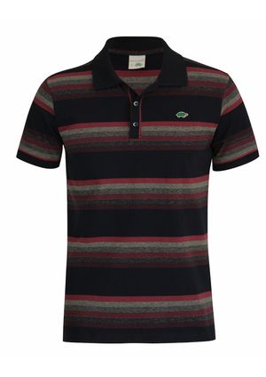 Polo Piquet Pau a Pique Listrada Azul Marinho/Cinza