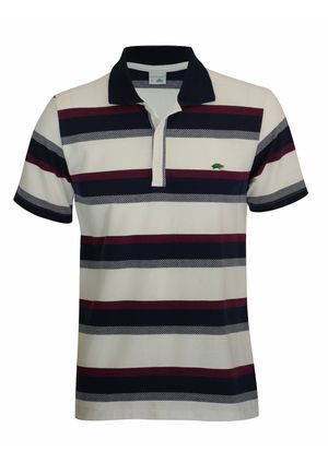 Polo Jacquard Pau a Pique Listrada Branco