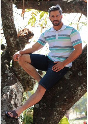Polo Piquet Pau a Pique Listrada Verde